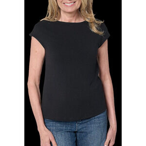 Me by Jennie Garth Women's Boatneck Cap Sleeve Tee Black - Regular